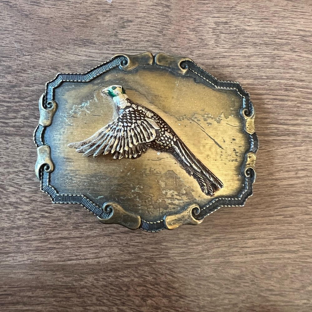 Vintage Pheasant Bird Hunting Hunter 3D Bird Raintree 1978 Belt Buckle Rare